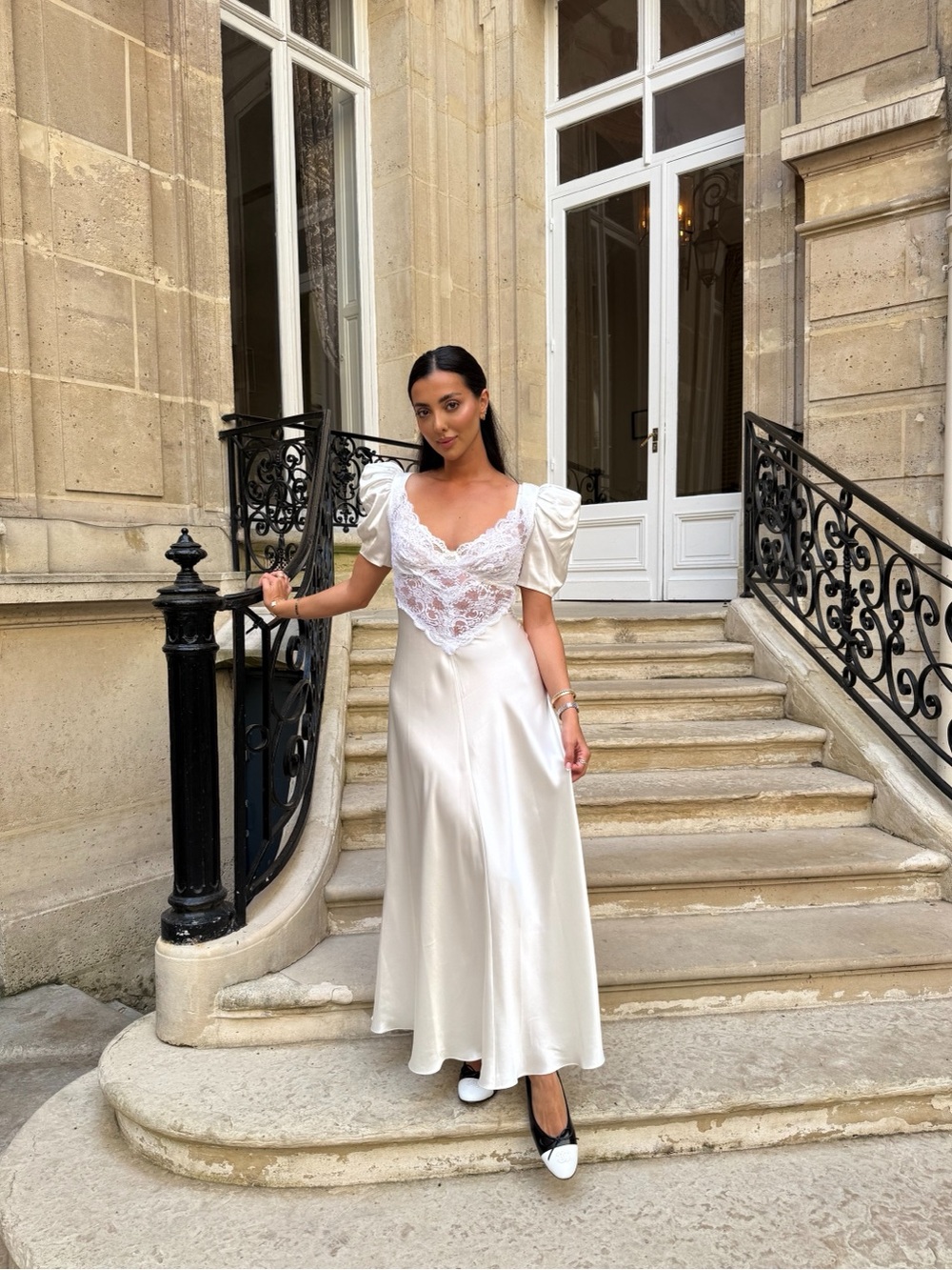 Rodarte White Lace-Trimmed Midi Dress